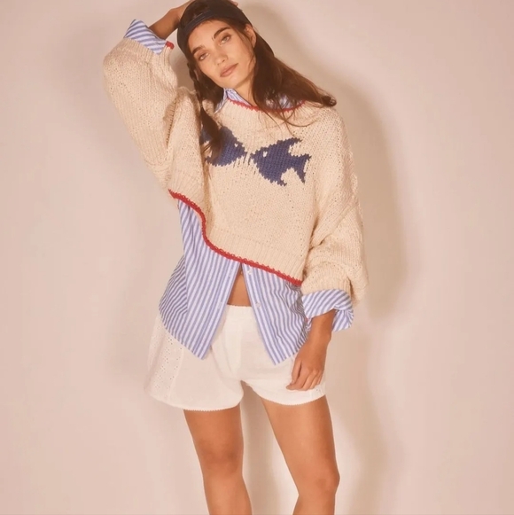 Free People Saltwater Fish Cable Knit Sweater NWT Medium - Picture 6 of 6